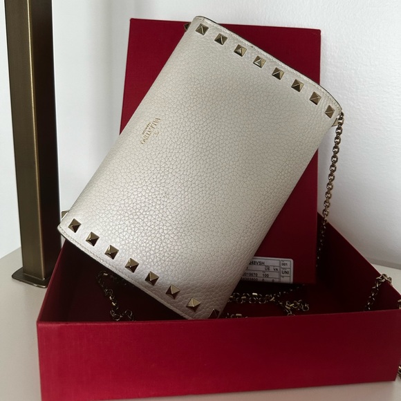 VALENTINO GARAVANI Rockstud Wallet On Chain White Full-Set - Picture 3 of 10